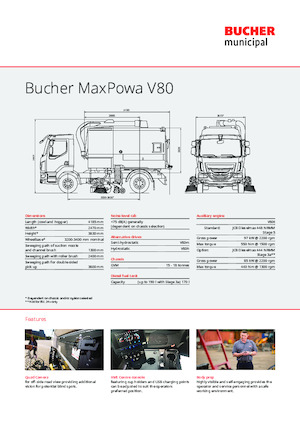 Камиони за метене (чистене), двойна експлоатация Bucher-Schörling MaxPowa V80h