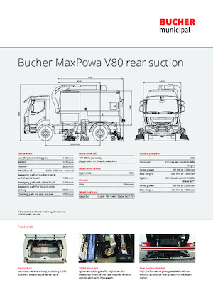 Камиони за метене (чистене), двойна експлоатация Bucher-Schörling MaxPowa V80h rear suction