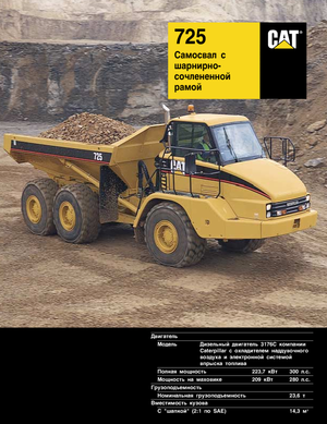 Съчленени самосвали Caterpillar 725