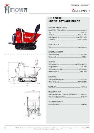 Електрически верижни самосвали Hinowa HS1203E