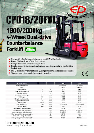 Челни вилични електрокари EP CPD18FVL