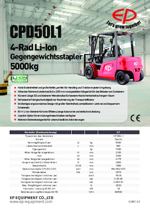 Челни вилични електрокари EP CPD50L1
