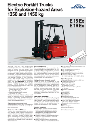 Електрически взривозащитени мотокари EX Linde E 16 EX