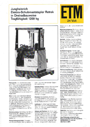 Електрически високоповдигачи Jungheinrich Retrak ETM/ETV 12