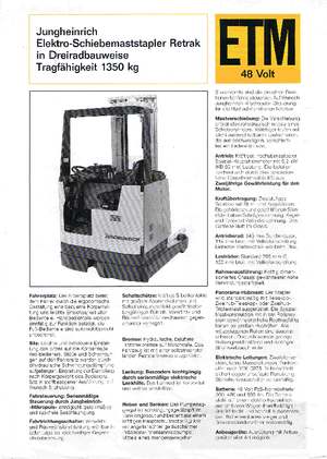 Електрически високоповдигачи Jungheinrich Retrak ETM/ETV 13,5