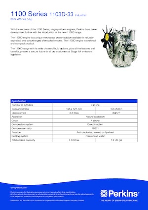 Двигатели Perkins 1103D-33