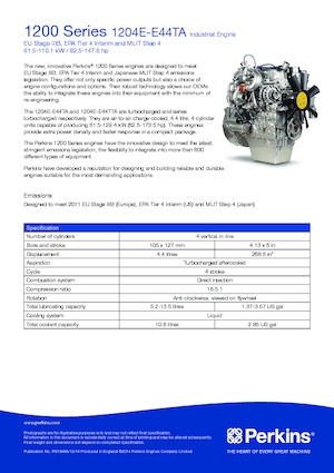 Двигатели Perkins 1204E-E44TA