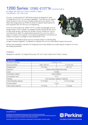 Двигатели Perkins 1206E-E70TTA