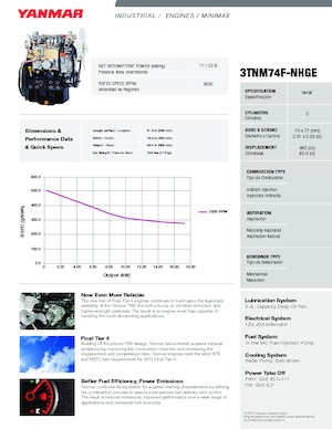 Двигатели Yanmar 3TNM74F-NHGE
