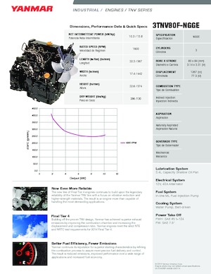 Двигатели Yanmar 3TNV80F-NGGE