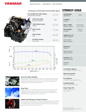 Двигатели Yanmar 3TNV80F-SDSA