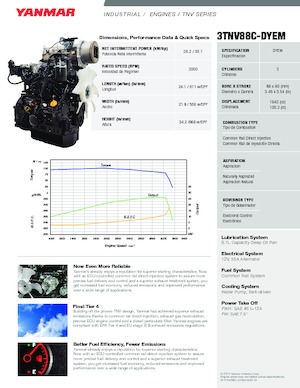 Двигатели Yanmar 3TNV88C-DYEM
