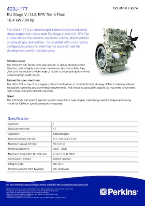 Двигатели Perkins 403J-E17T