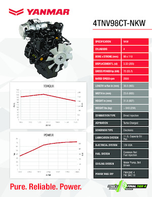 Двигатели Yanmar 4TNV98CT-NKW