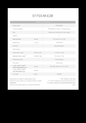 Двигатели Kubota D1703-M-E2B