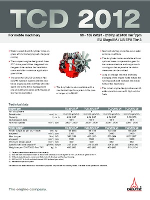 Двигатели Deutz TCD 2012 L4
