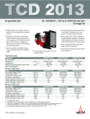 Двигатели Deutz TCD 2013 L6 2V