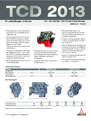 Двигатели Deutz TCD 2013 L6 4V