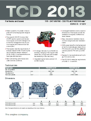 Двигатели Deutz TCD 2013 L6 4V