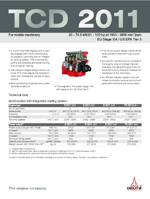 Двигатели Deutz TD 2011 L4 I