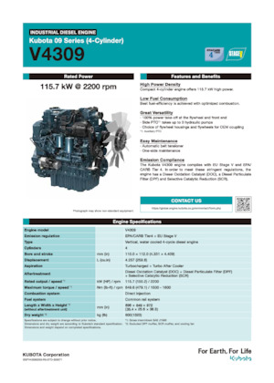 Двигатели Kubota V4309