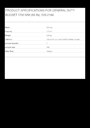 Кофи за ескаватори Caterpillar 1700 MM