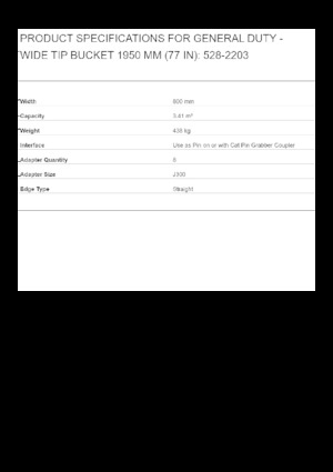 Кофи за ескаватори Caterpillar 1950 MM