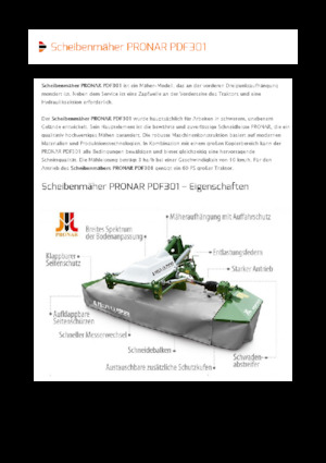 Челно монтирани дискови косачки без кондиционер Pronar PDF 301