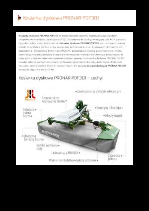 Челно монтирани дискови косачки без кондиционер Pronar PDF 301