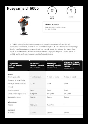 Бензинови и дизелови вибротрамбовки Husqvarna LT 6005