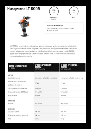 Бензинови и дизелови вибротрамбовки Husqvarna LT 6005