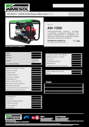 Бензинови генератори INMESOL AH-1000-CA