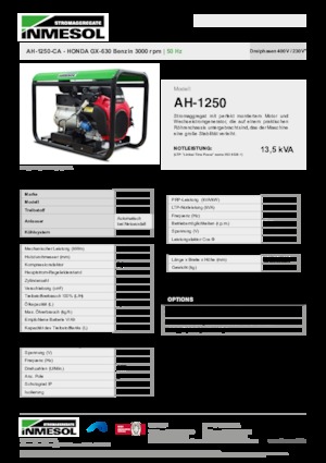 Бензинови генератори INMESOL AH 1250-CA
