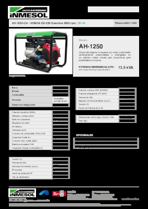 Бензинови генератори INMESOL AH 1250-CA