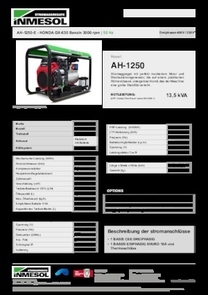 Бензинови генератори INMESOL AH 1250-E