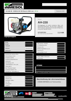 Бензинови генератори INMESOL AH-220-M