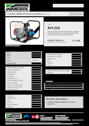 Бензинови генератори INMESOL AH-220-M