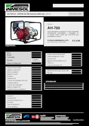 Бензинови генератори INMESOL AH-700-CA
