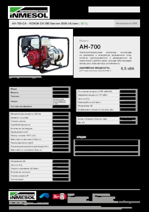Бензинови генератори INMESOL AH-700-CA