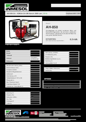 Бензинови генератори INMESOL AH-850-CA