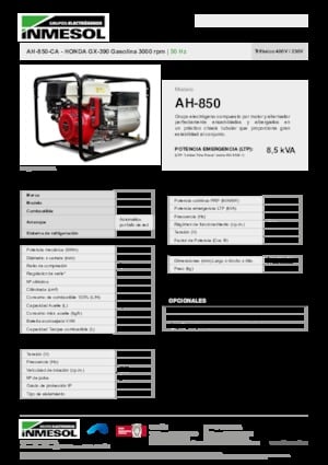 Бензинови генератори INMESOL AH-850-CA