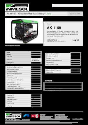 Бензинови генератори INMESOL AK-1100-CA
