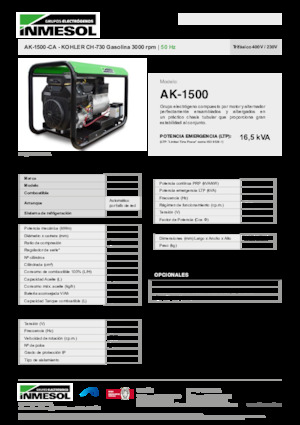 Бензинови генератори INMESOL AK 1500-CA