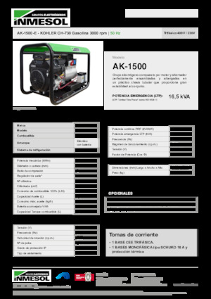 Бензинови генератори INMESOL AK-1500-E