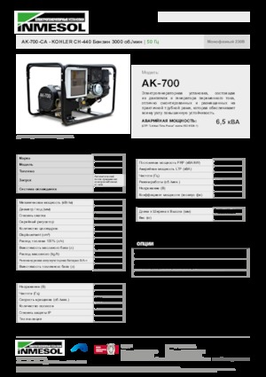 Бензинови генератори INMESOL AK-700-CA