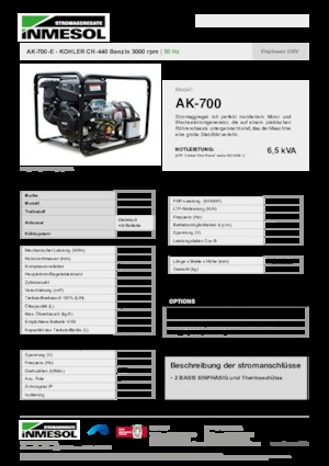 Бензинови генератори INMESOL AK-700-E