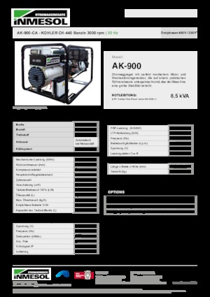 Бензинови генератори INMESOL AK-900-CA