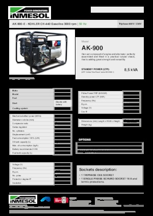 Бензинови генератори INMESOL AK-900-E