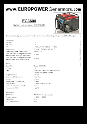 Бензинови генератори Europower EG3600