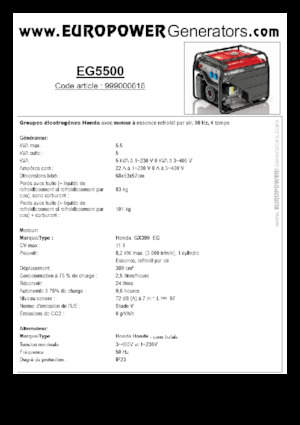 Бензинови генератори Europower EG5500